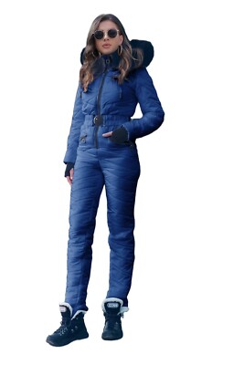 Yousify Womens  Ski Suit Winter Outdoor Sports Waterproof DARK BLUE - XL