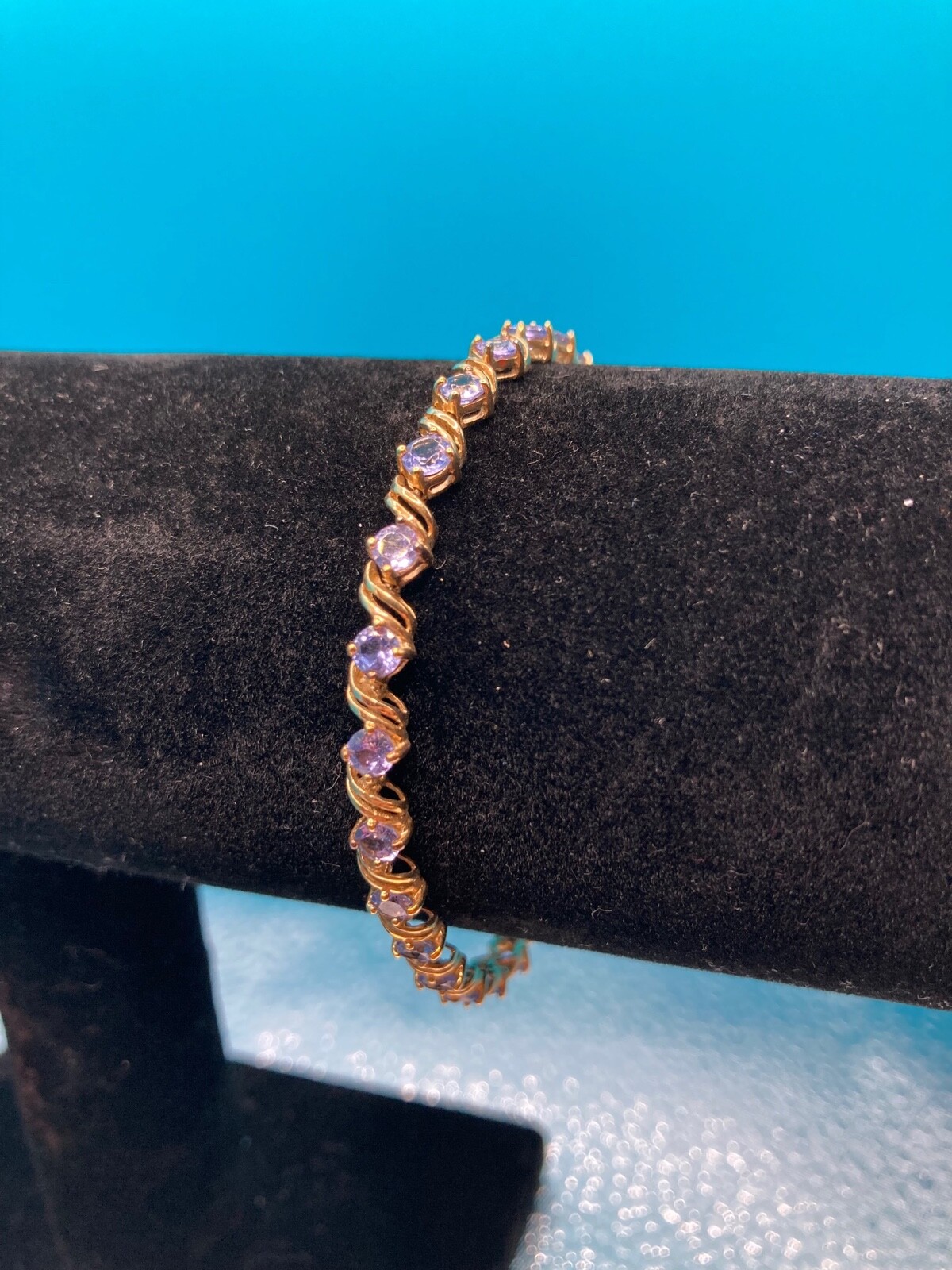 10K  Solid Gold Bracelets, Length 7'', Round Tanz… - image 1