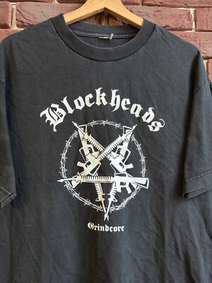 90's BLOCKHEAD フリークショー Tシャツ VINTAGE 90s FADED Blockheads Grindcore Band Tee L Black Grail | eBay