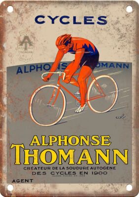 Vintage Alphonse Thomann Cycling Poster Reproduction Metal Sign B776