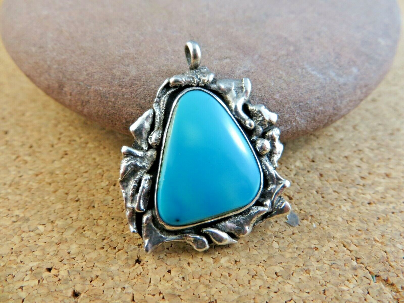 Blue Turquoise Polished Triangular Cabochon 925 S… - image 1