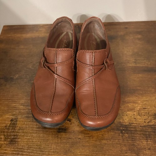 Clarks In-motion Brown Leather Slip-on Loafer Clog Shoe (Women's 6) - Picture 2 of 8