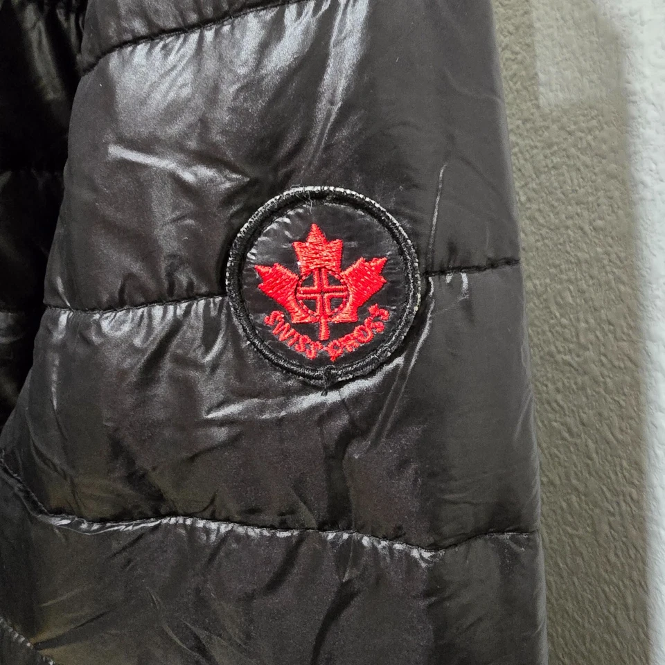 Gorpcore Quilted Thermal Puffer Jacket Mens XL Black Logo Swiss Cross Insulated - Image 3 of 4