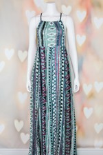 NWT Boho SOMEDAYS LOVIN Blue LIAR LIAR Ethnic TRIBAL India Festival MAXI DRESS S