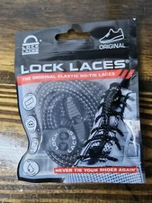 Lock Laces Black The Original Elastic No-Tie Shoe Laces NIP One Size Fits All
