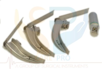 New MCCOY FLEXITIP FIBEROPTIC LED Laryngoscope SET BLADE # 2 &3 &4 MEDIUM HANDLE
