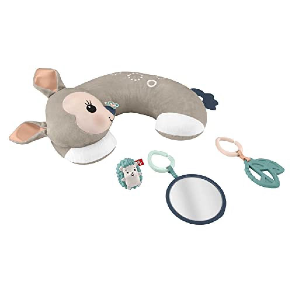 Fisher-Price - Cuscino Dolce Cerbiatto, cuscino giocattolo per neonati con 3 gio