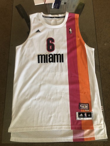 LeBron James Miami Heat NBA Hardwood Classics Floridians Adidas Jersey XL - Afbeelding 1 van 11