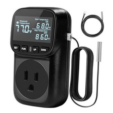 Reptile Thermostat Temperature Controller, Digital Timer Dimming Outlet Black