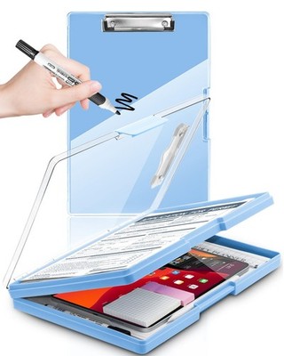 Clearview Clipboard with 2 Storage, Dry Erase 8.5x11 Heavy Duty ClipBoards - Hig