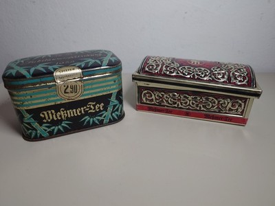 Meßmer 2 Teedosen Blech Jubiläumsmischung 1952 vintage 