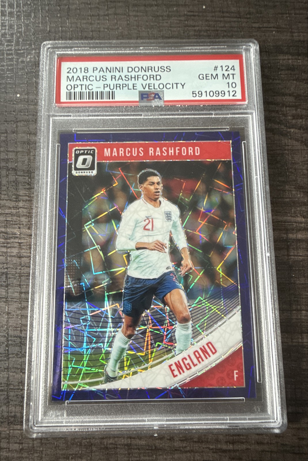2018-19 Panini Donruss - Marcus Rashford #124 Optic Purple Velocity Prizm /125