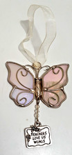 Ganz Stained Glass Butterfly Suncatcher with metal Charm TEACHERS GIVE US WINGS