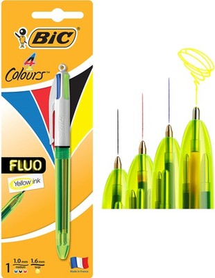 BIC 4 Farben Kugelschreiber 4 Colours Fluo, mit Highlight Funktion, 1er Pack, Id