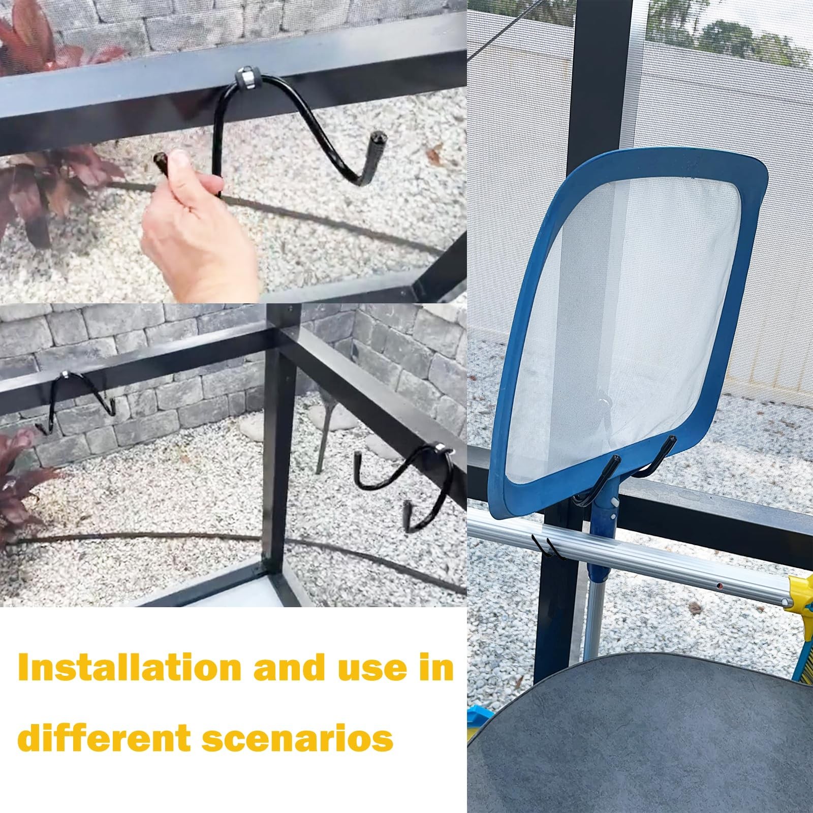 2 Pack Pool Pole Hanger/Hook Cleaning Tool Holder and Organizer for Poles