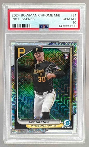 147559690 Paul Skenes 2024 Bowman Chrome #31 Refractor Mega Box Rookie RC PSA 10