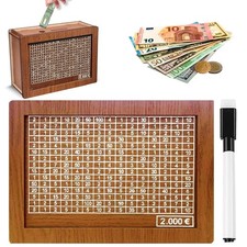 Holz Spardose mit Zahlen Ankreuzen Sparbox 2000 Euro