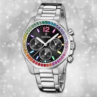 Festina Damenuhr Boyfriend F20606/3 Armbanduhr Edelstahl Silber UF20606/3
