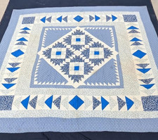 Vintage Beautiful Quilt Different Pieces Hand Woven size 90x84 inches