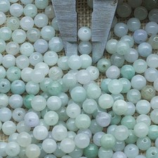 100pcs Natural jadeite A-grade jade beads light green white round beads 5-6mm