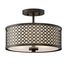 Meridian M60016 2 Light 13"W Semi-Flush Drum Ceiling Fixture - Bronze