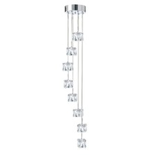 Image of 8 LED Lights Multi Drop Chrome Finish Pendant Ceiling Light Clear Glass Shades