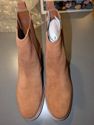 New Lauren Ralph Lauren Corinne Waterproof Leather Chelsea Boots Tan US 11 EU 43