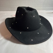 Black Felt Cowboy Hat with Rhinestone Accents JUSTICE  Youth