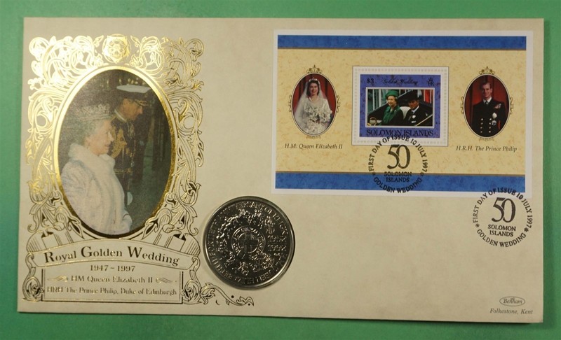 DR WHO 1997 SOLOMON ISLANDS FDC QEII WEDDING ANIV COIN MEDALLIC CACHET LR61729
