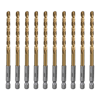 Cobalt Drill Bit Set,10 Pack 13/64 Inch High Speed Steel Hex Shank Jobber Drill 