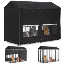 Outdoor Dog Kennel Cover 8'Dx4'Wx6'H Full Coverage Windproof Anti-UV.with Tra...