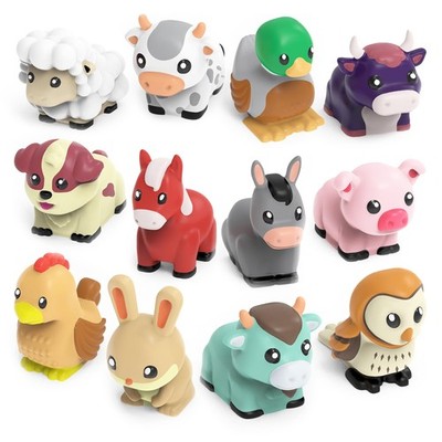 Bath Toys 12 Pack Mold Free Barnyard Farm Animals Squeezable MFBTBY12 Led Works