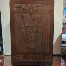 Cremation Urns for Human Ashes Adult Male Female, Wooden Carved Cross Urns Box