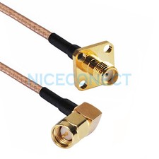 SMA Male Right Angle to SMA Female Panel Mount Straight Pigtail RG316 Coax Cable