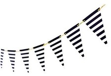 Black Striped Banner Pirate Party Decoration 15 Pcs 10 Feet
