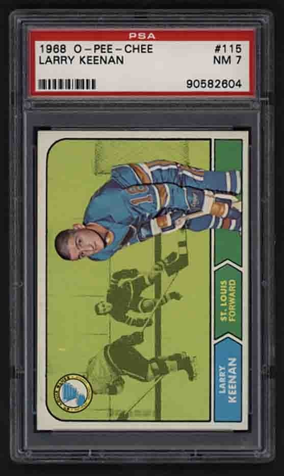 1968-69 O-Pee-Chee Hockey #115 Larry Keenan PSA 7 NM St. Louis Blues
