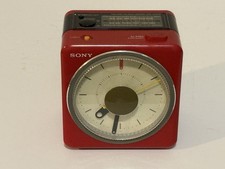 VINTAGE RED SONY RETRO FM/AM ALARM CLOCK RADI...