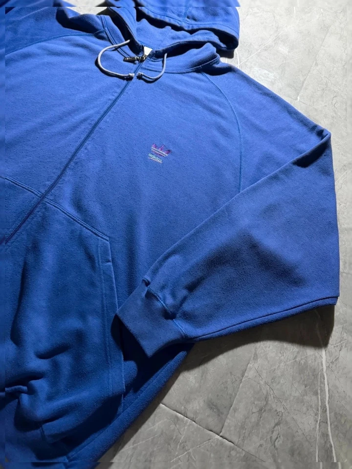 Veste Sweat à Capuche Adidas Vintage 80s 90s, Bleu violet, Full Zip #LMPVT2 - Photo 3/4