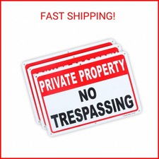 3 Pack Private Property No Trespassing Sign 10"x 7" .04" Aluminum Reflective Sig
