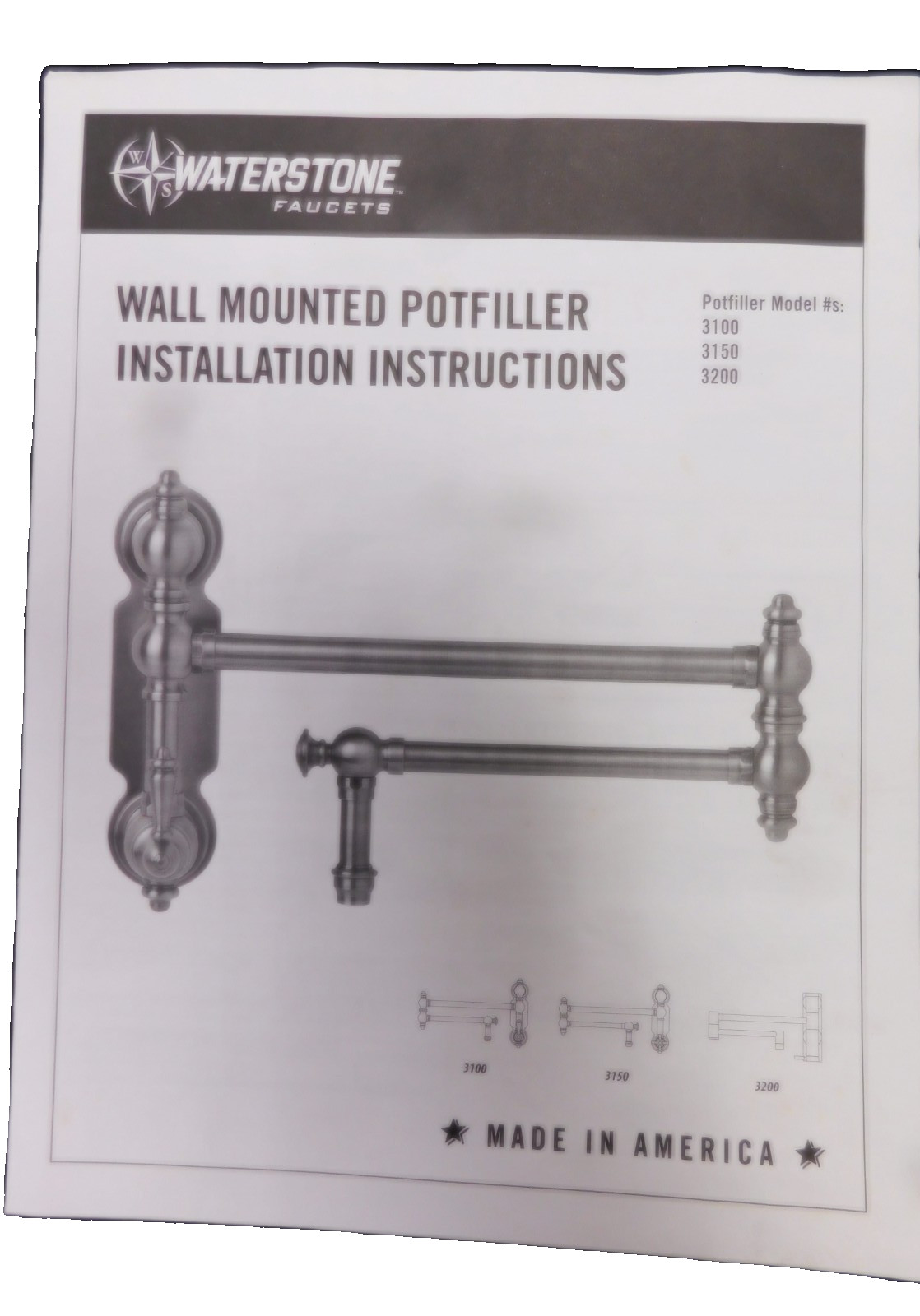 Waterstone 3100-CB, Traditional Wall Potfiller Lever-Bronze-