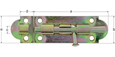 Grendelriegel 100x30mm verzinkt mit Knopfgriff, Bolzen Ø8mm, Alberts