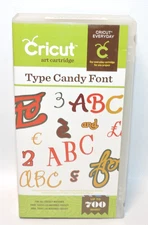 Cricut TYPE CANDY FONT Art Cartridge w Overlay, Book Letters Numbers NEW in Case