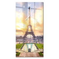 Wanduhr Glas-Wanduhr Aus GehäRtetem Glas Eiffelturm Paris WeißE Zeiger 30X60 Cm
