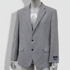 Nautica Men's Gray Blue Check Modern-Fit Blazer Sport Coat Suit Jacket Size 42R