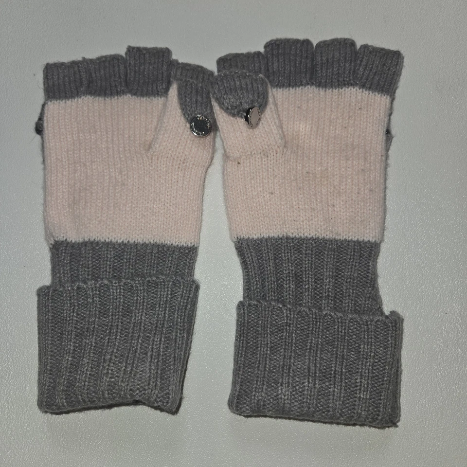 Guantes convertibles de punto para mujer Calvin Klein gris rosa sin dedos invierno Foto 4 de 4