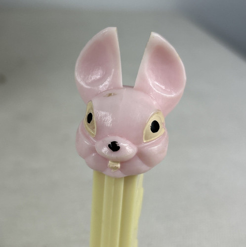 PEZ Retired Light Pink Fat Ears Bunny Rabbit 3.4 Austria N/F Stem Cream Base