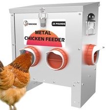 Metal Chicken Feeder Large Capacity 25lbs Automatic Metal Chicken Feeders No ...