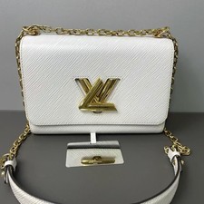 Auth Louis Vuitton Twist MM White Epi Leather Gold Tone Hardware Crossbody Bag