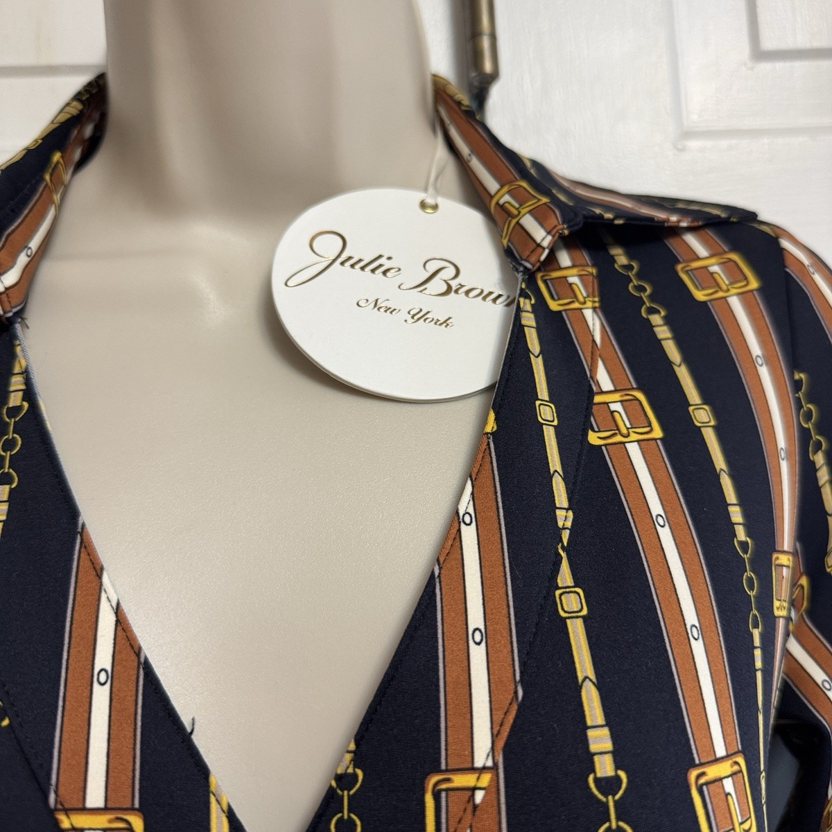 NWT Julie Brown NY P Small Milo Wrap Dress Horse bit Bridle Navy Scholar | eBay NWT Julie Brown NY P Small Milo Wrap Dress Horse bit Bridle Navy Scholar | eBay