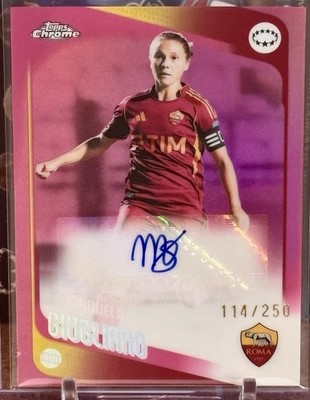 Manuela Giugliano 2025-26 Topps Chrome UWCL Auto Pink Refractor /250 Roma Italy